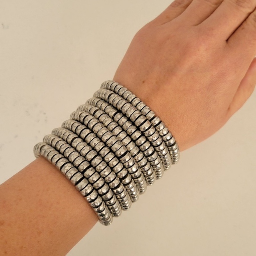 Silver Beaded Boho Bracelet